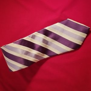 Donald J. Trump Signature Collection, Silk Tie, Purple, Silver, & White Striped